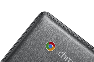 Close-up of Samsung's Chromebook 2 Faux Leather