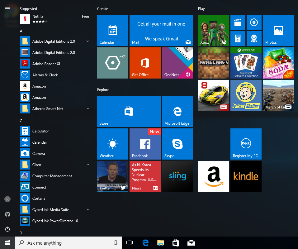 Windows 10 Start Menu